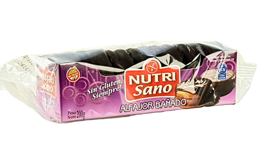 Alfajor NUTRISANO MÍNI Bañado con chocolate, Libre de gluten