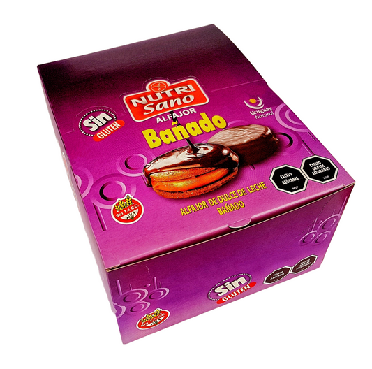 Alfajores NUTRISANO BAÑADO, Libres de gluten