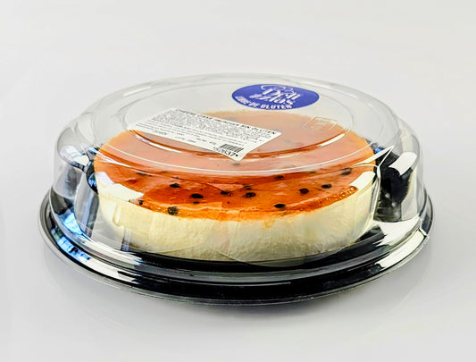Postre NUTRIDELICIAS tipo CHEESECAKE de MARACUYÁ, Libre de Gluten.