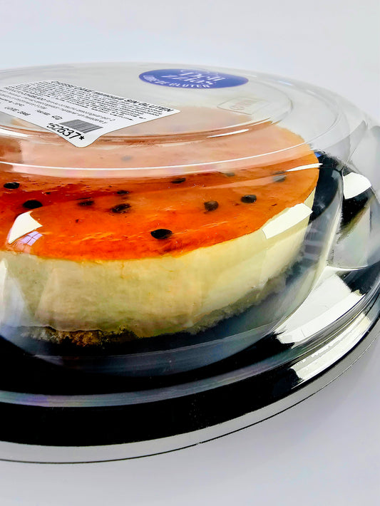 Postre NUTRIDELICIAS tipo CHEESECAKE de MARACUYÁ, Libre de Gluten.