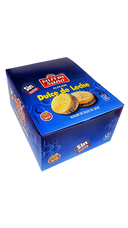 Alfajores NUTRISANO DULCE de LECHE y Coco, Libre de gluten