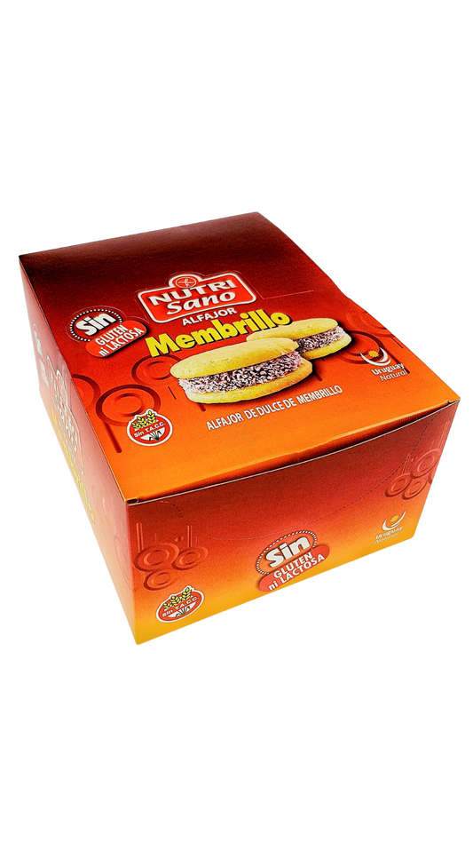 Alfajores NUTRISANO MEMBRILLO, Libre de Gluten y Lactosa.