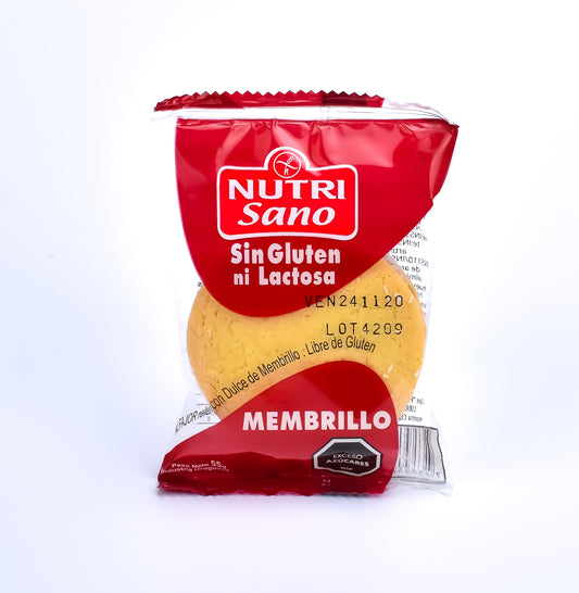 Alfajores NUTRISANO MEMBRILLO, Libre de Gluten y Lactosa.